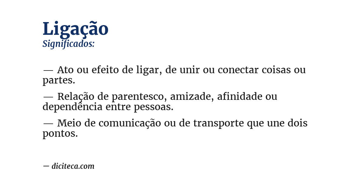 Significado de ligação