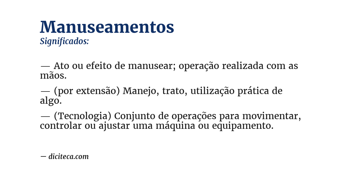 Significado de manuseamentos