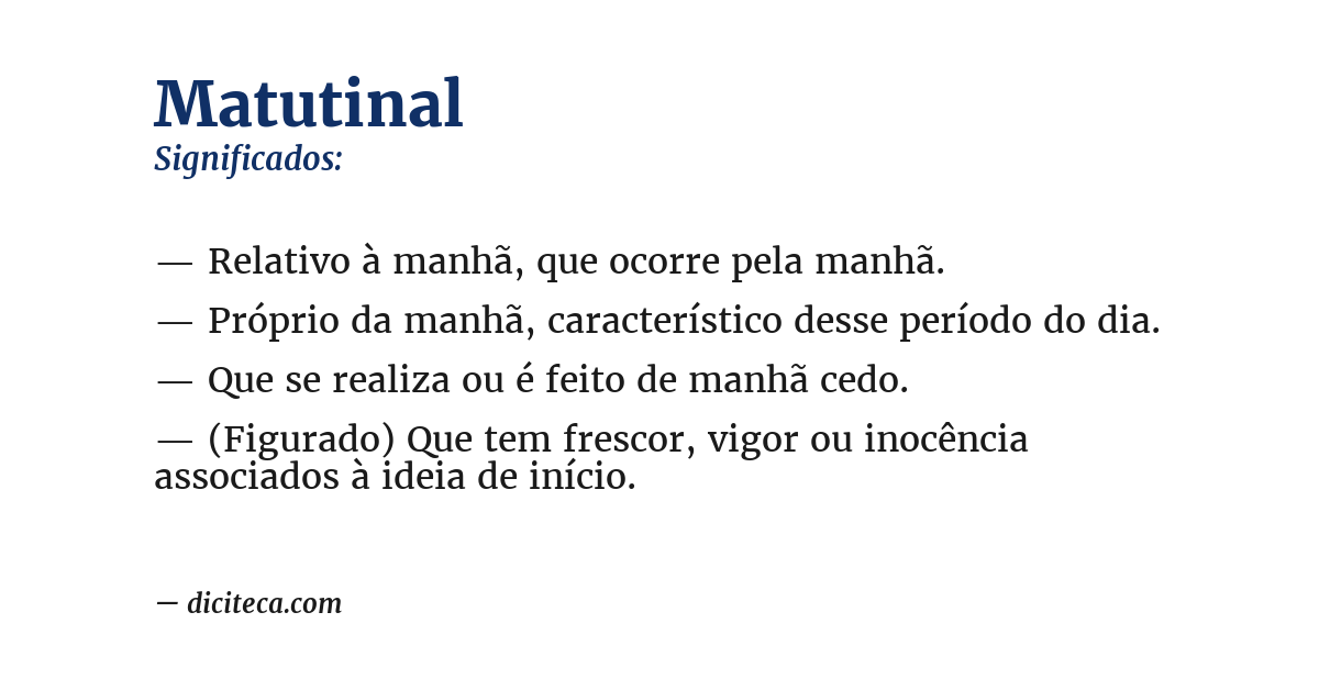 Significado de matutinal