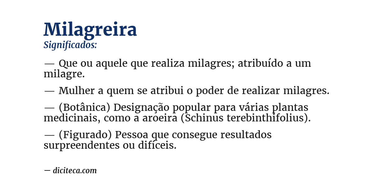 Significado de milagreira