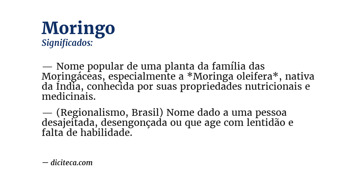 Significado de moringo