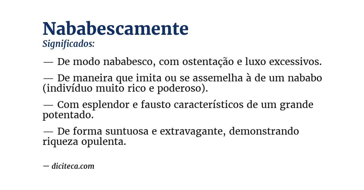 Significado de nababescamente