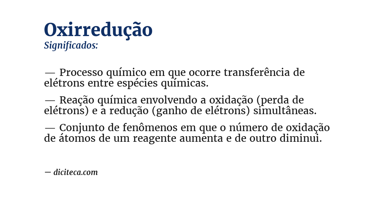 Significado de oxirredução