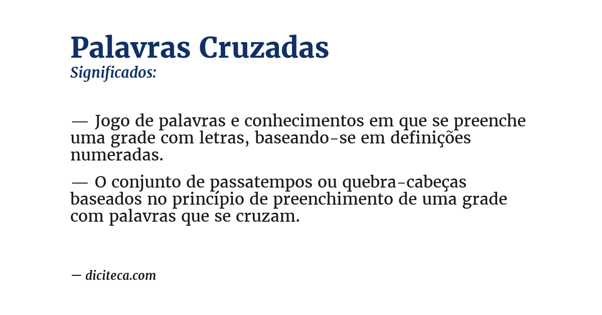 Significado de palavras cruzadas