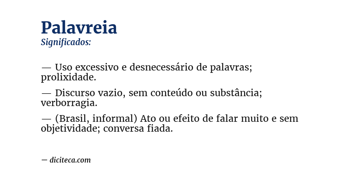 Significado de palavreia