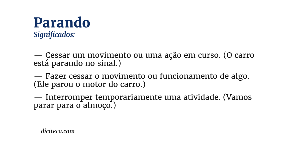 Significado de parando