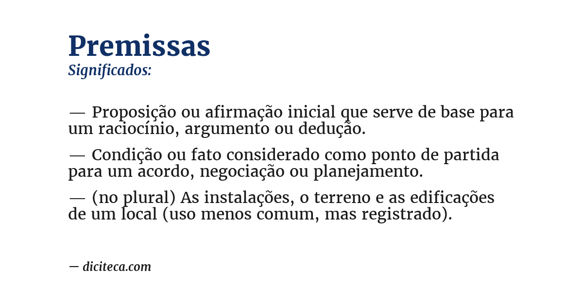 Significado de premissas