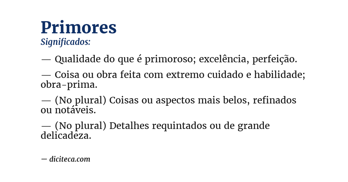 Significado de primores