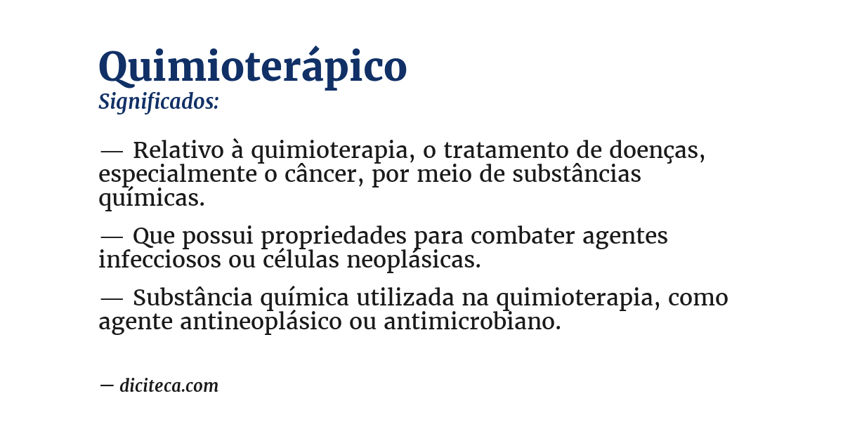 Significado de quimioterápico