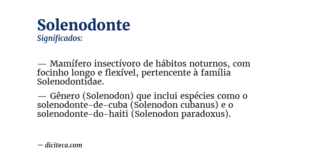 Significado de solenodonte