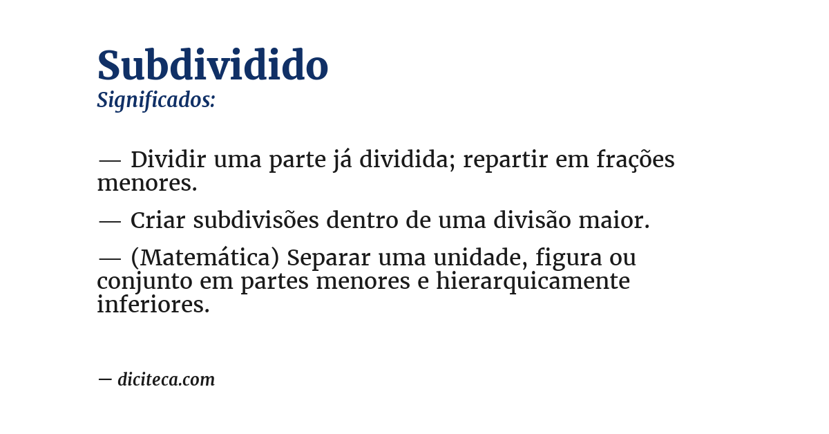 Significado de subdividido