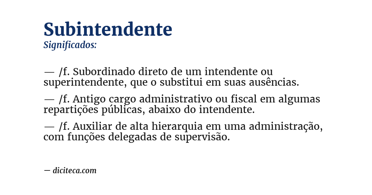 Significado de subintendente