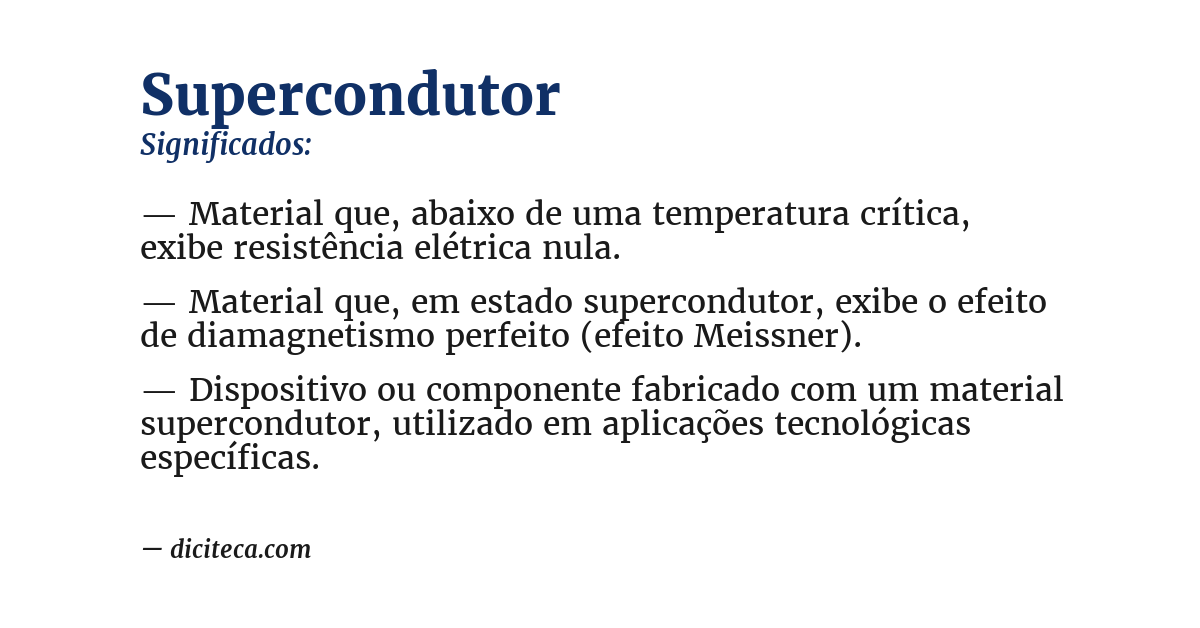 Significado de supercondutor