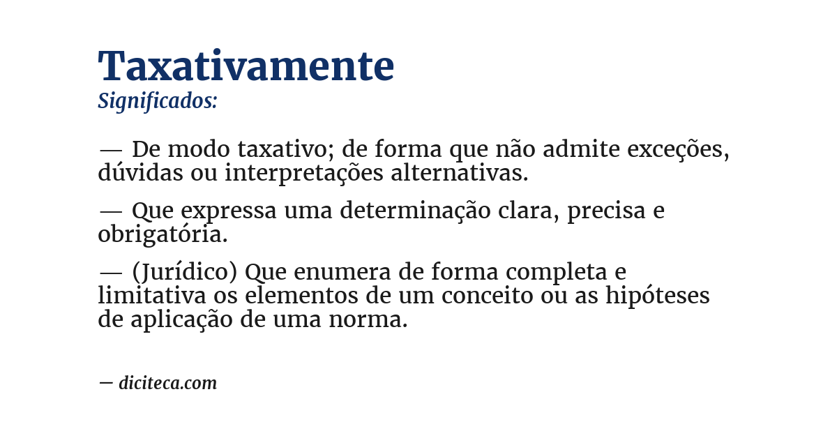 Significado de taxativamente