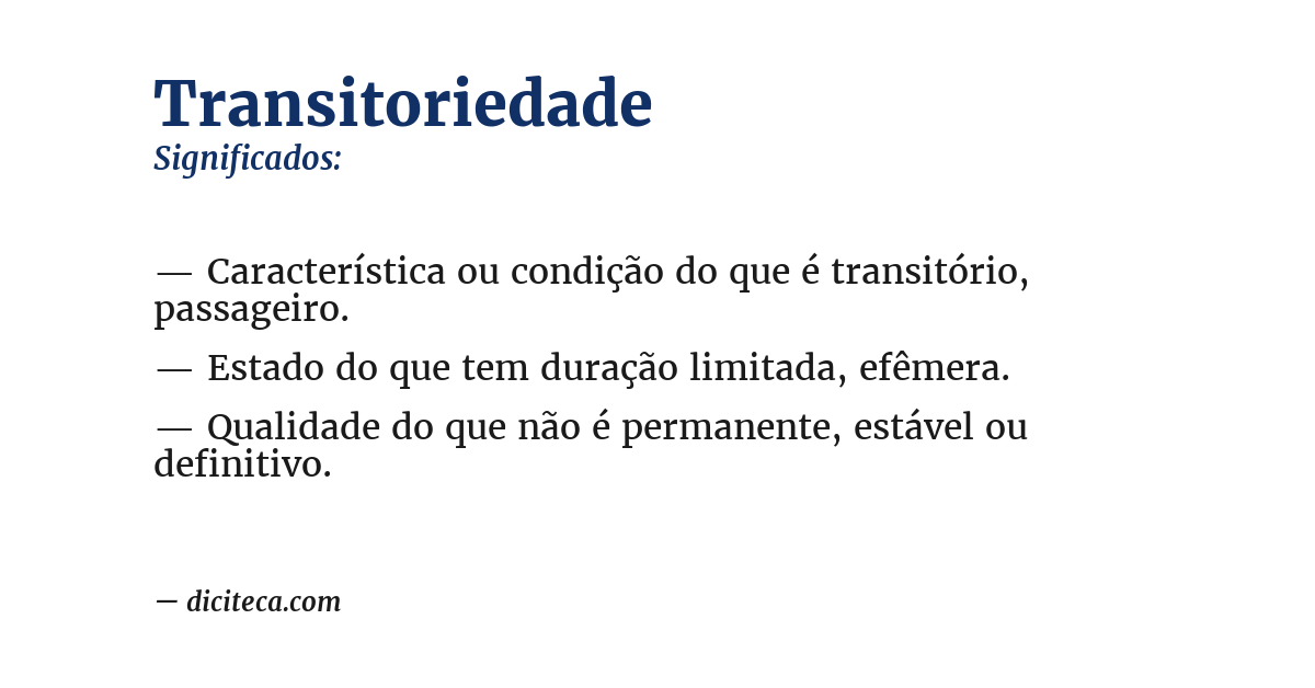 Significado de transitoriedade