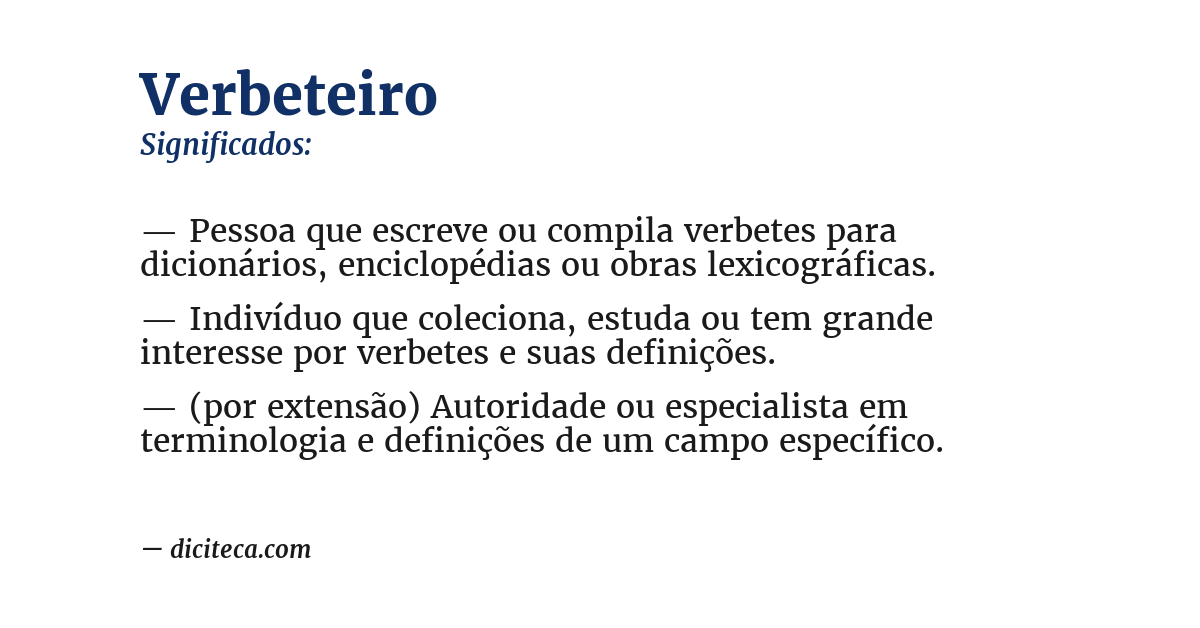 Significado de verbeteiro
