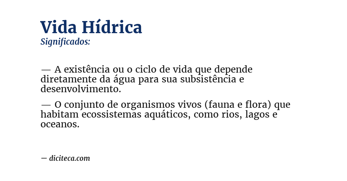 Significado de vida hídrica