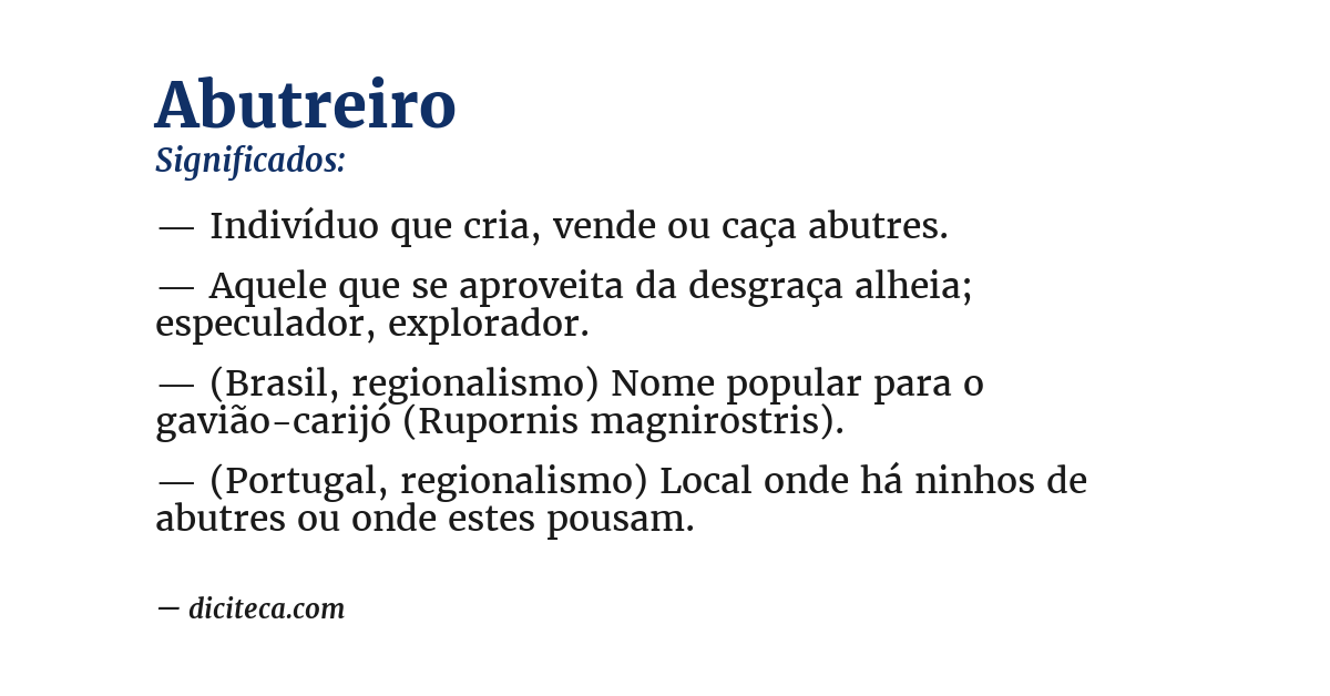 Significado de abutreiro