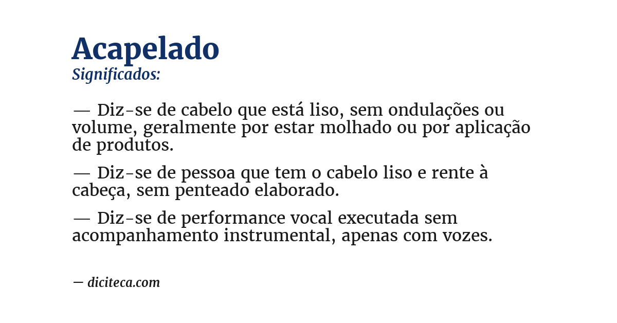 Significado de acapelado