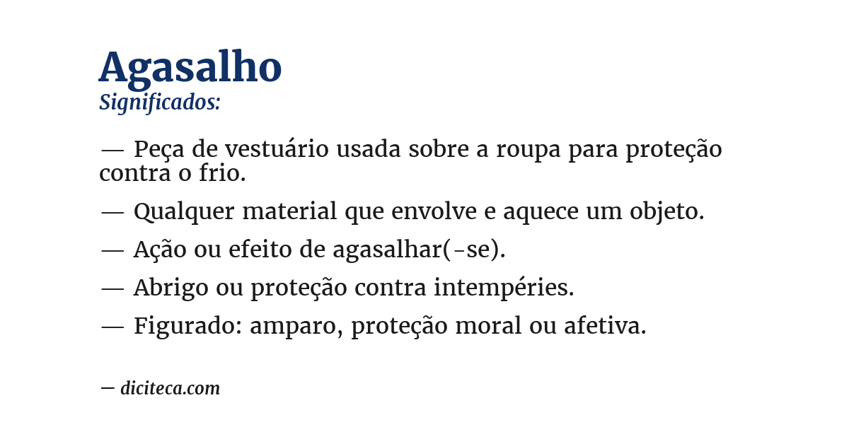 Significado de agasalho
