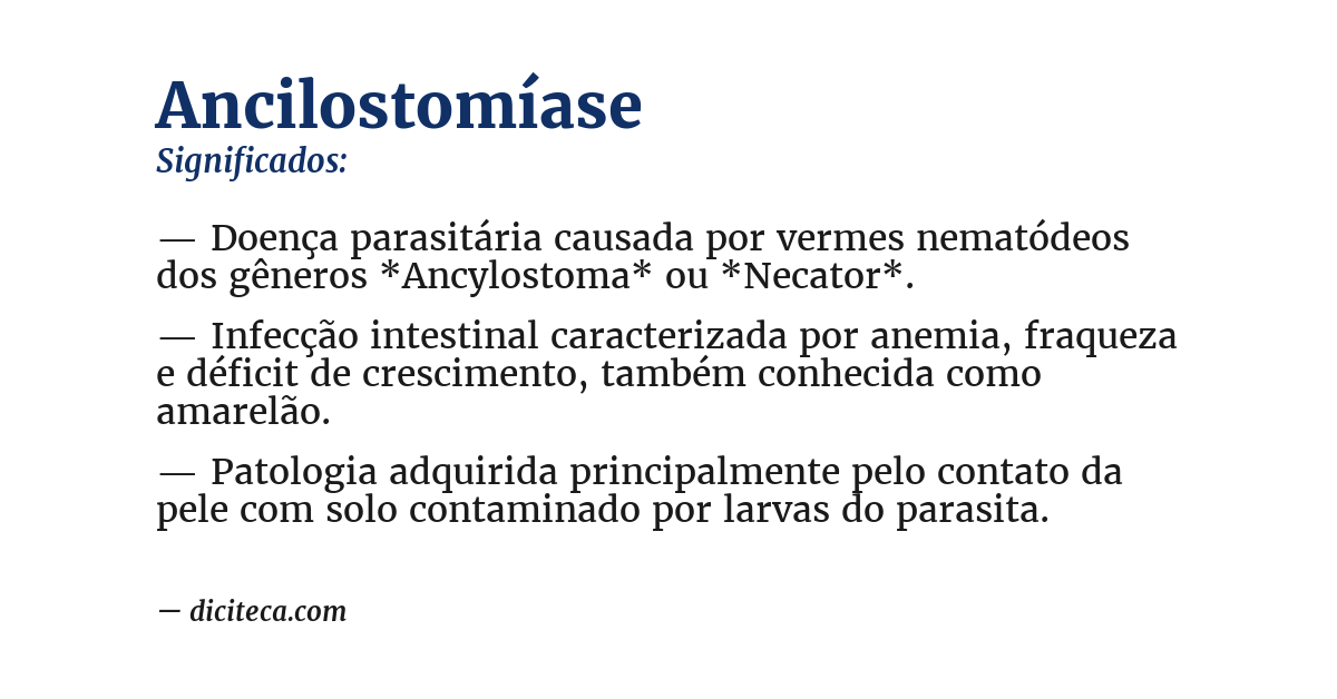 Significado de ancilostomíase