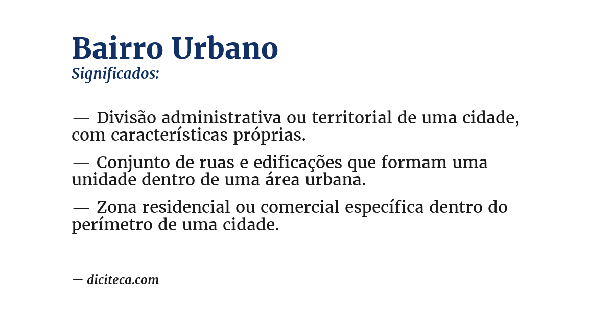 Significado de bairro urbano