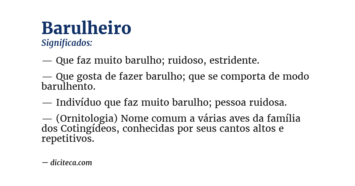 Significado de barulheiro
