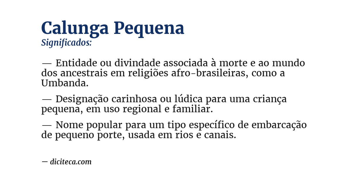 Significado de calunga pequena