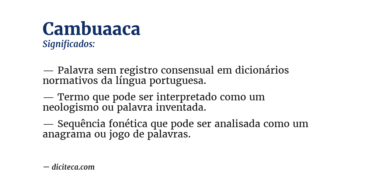 Significado de cambuaaca