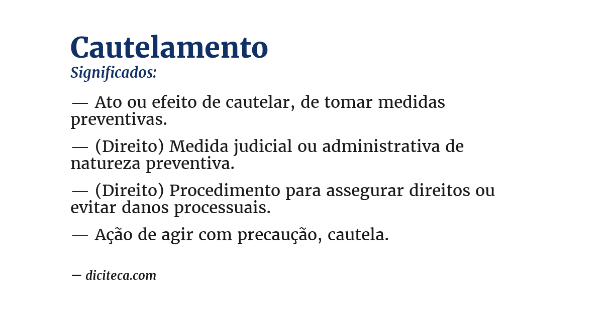 Significado de cautelamento