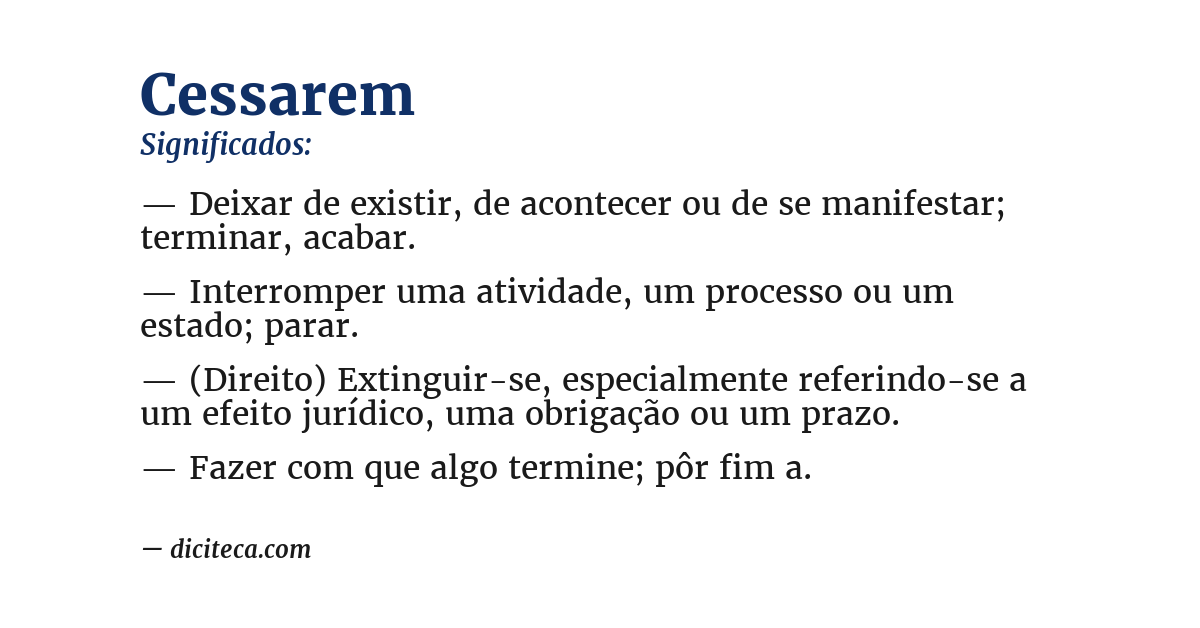 Significado de cessarem