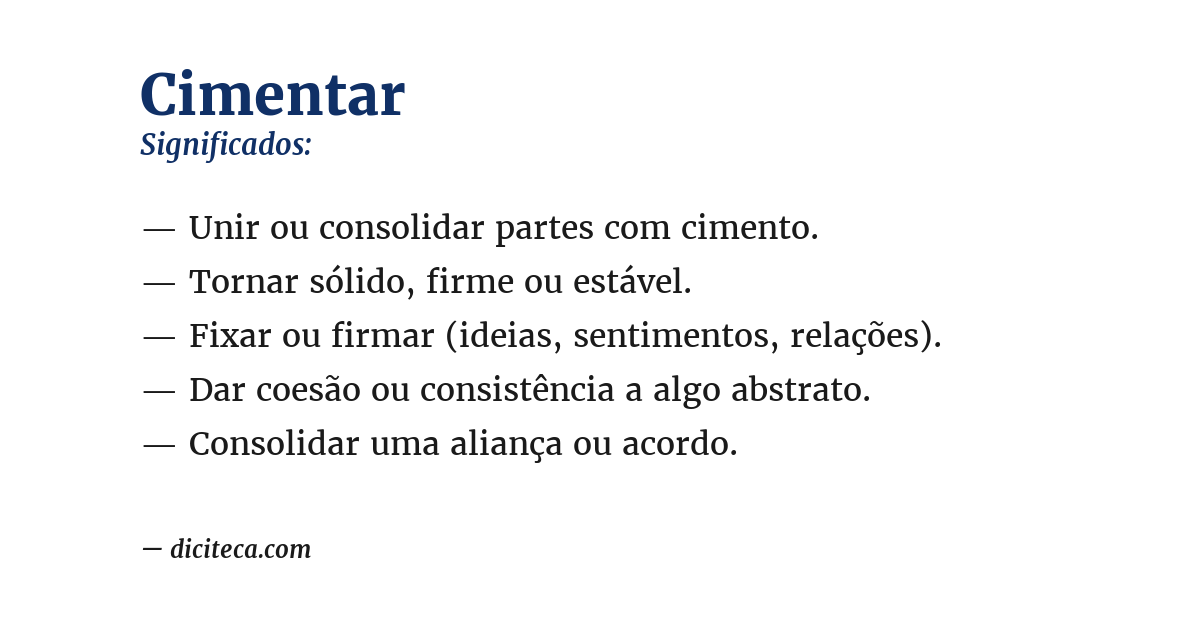 Significado de cimentar