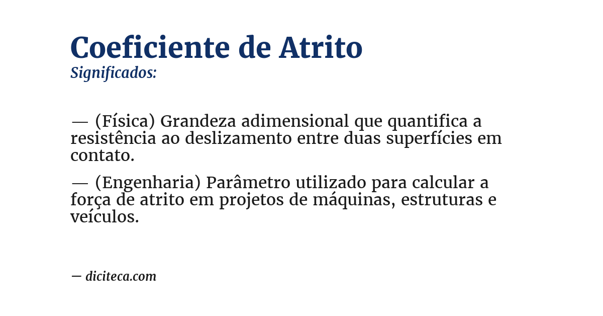 Significado de coeficiente de atrito