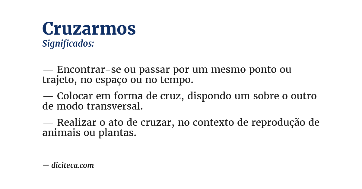 Significado de cruzarmos