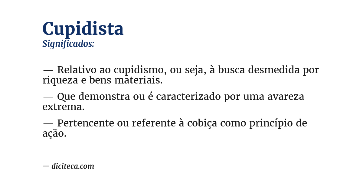 Significado de cupidista