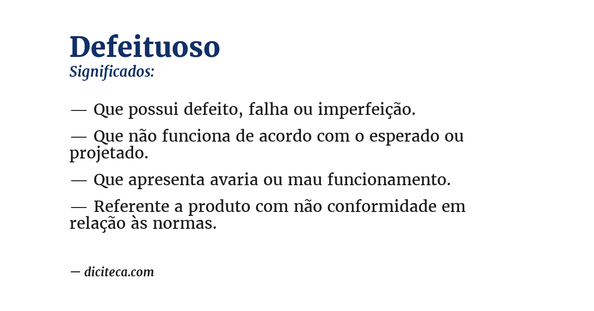Significado de defeituoso