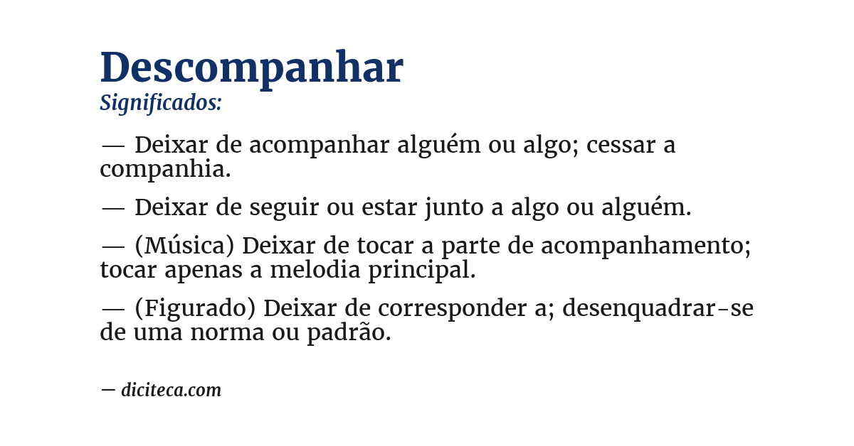 Significado de descompanhar