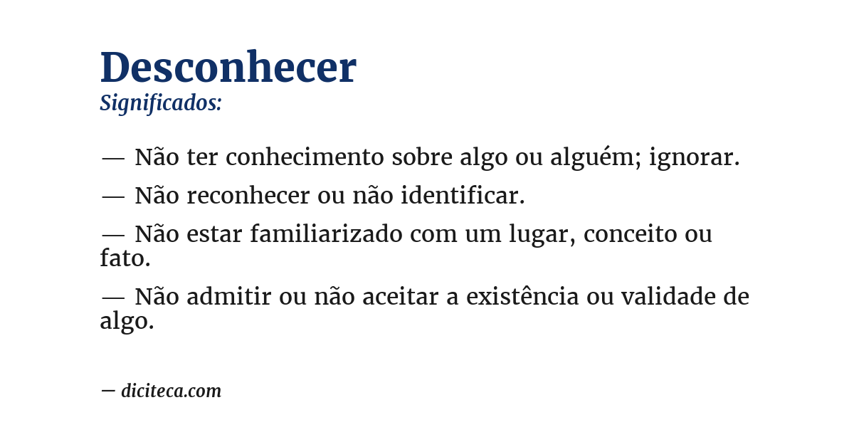 Significado de desconhecer