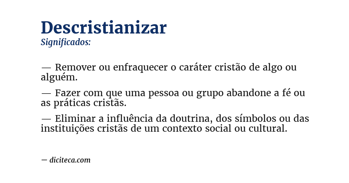 Significado de descristianizar