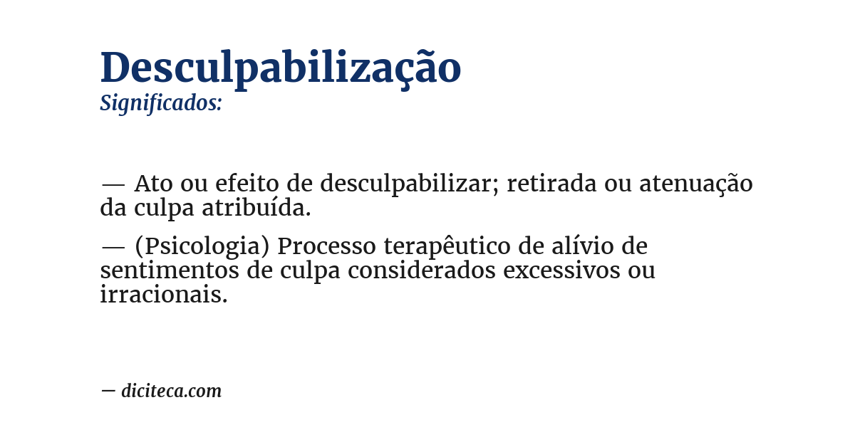 Significado de desculpabilização