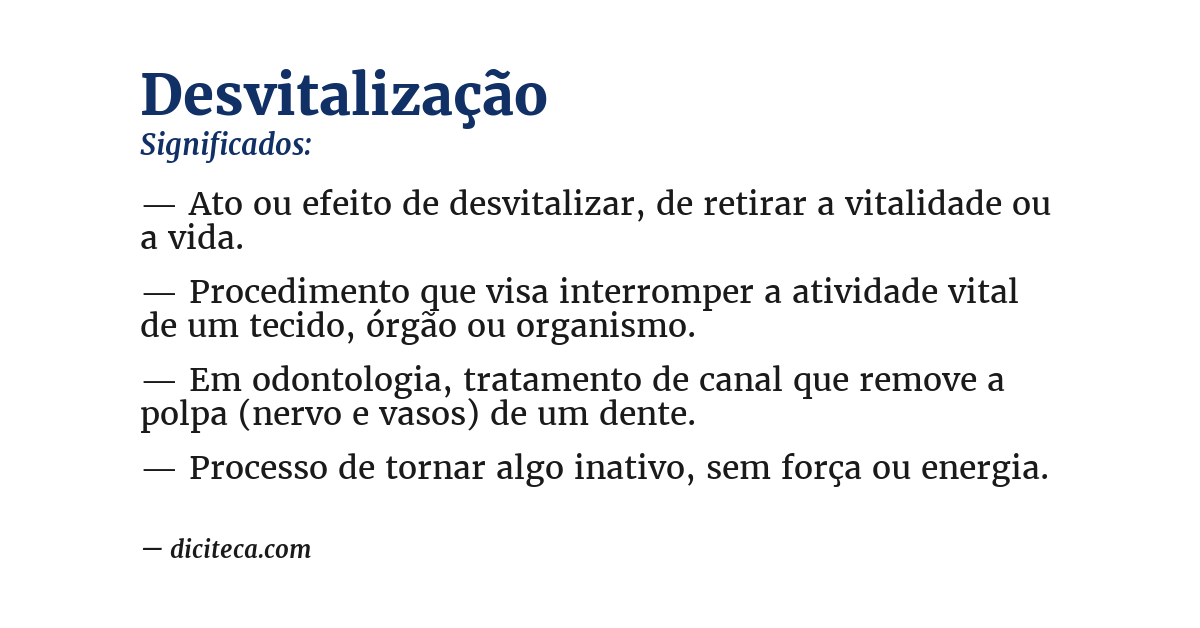 Significado de desvitalização