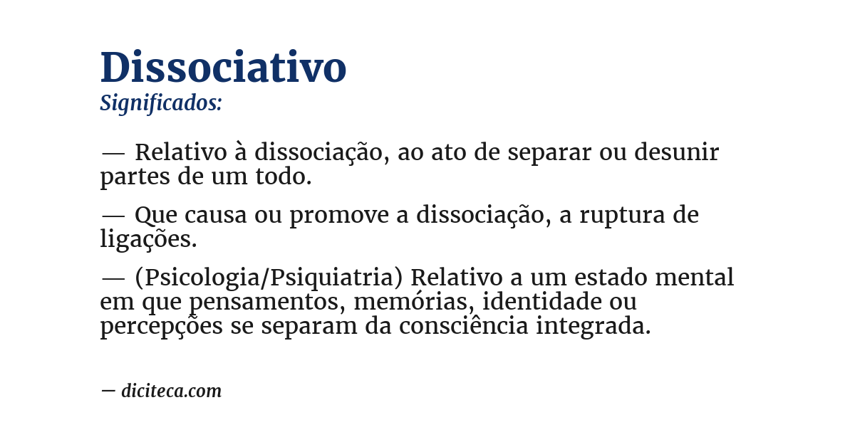 Significado de dissociativo