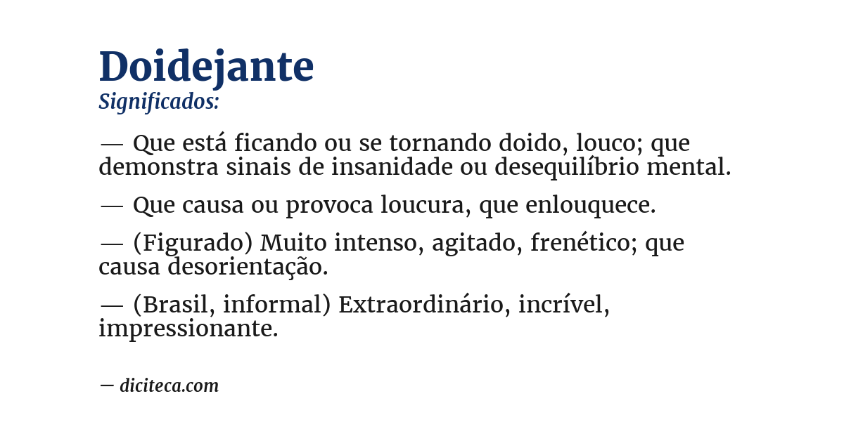 Significado de doidejante