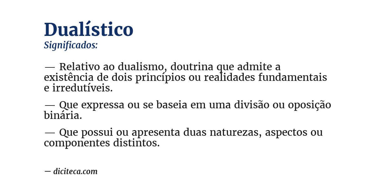 Significado de dualístico