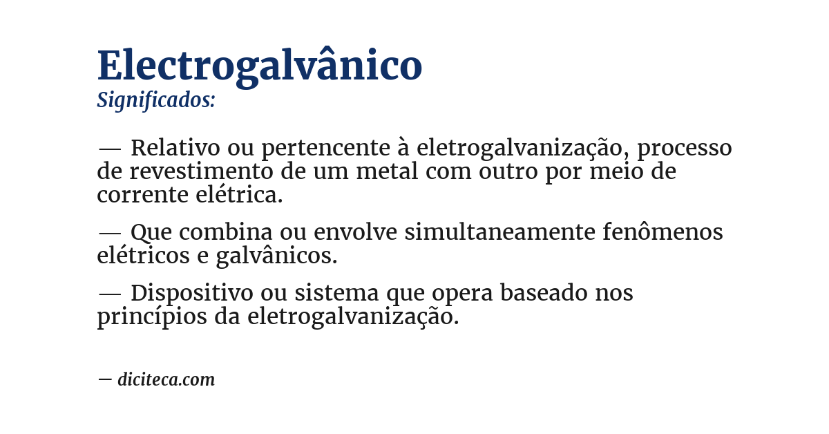 Significado de electrogalvânico