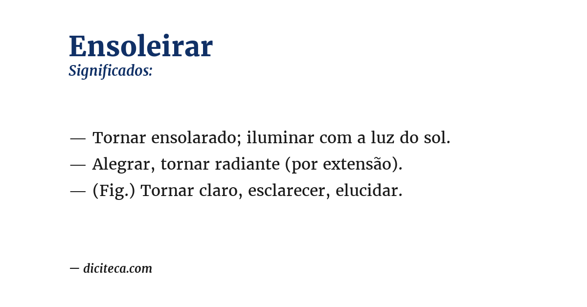 Significado de ensoleirar