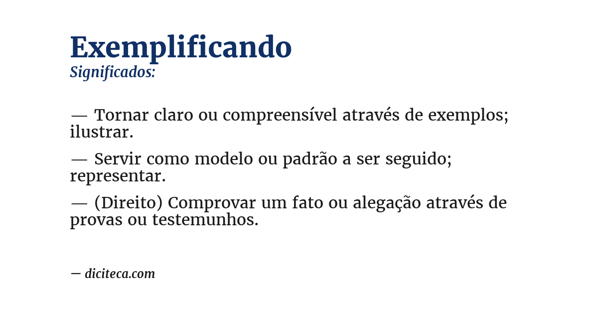 Significado de exemplificando