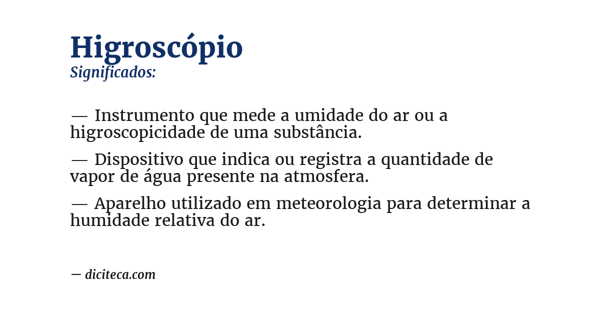 Significado de higroscópio