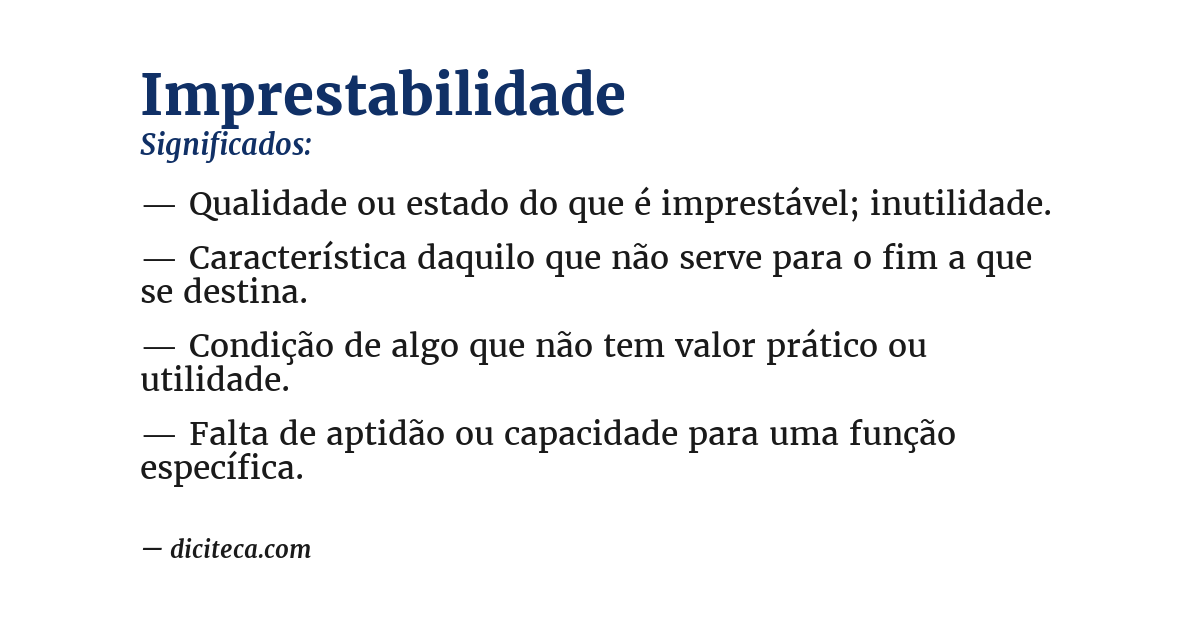 Significado de imprestabilidade
