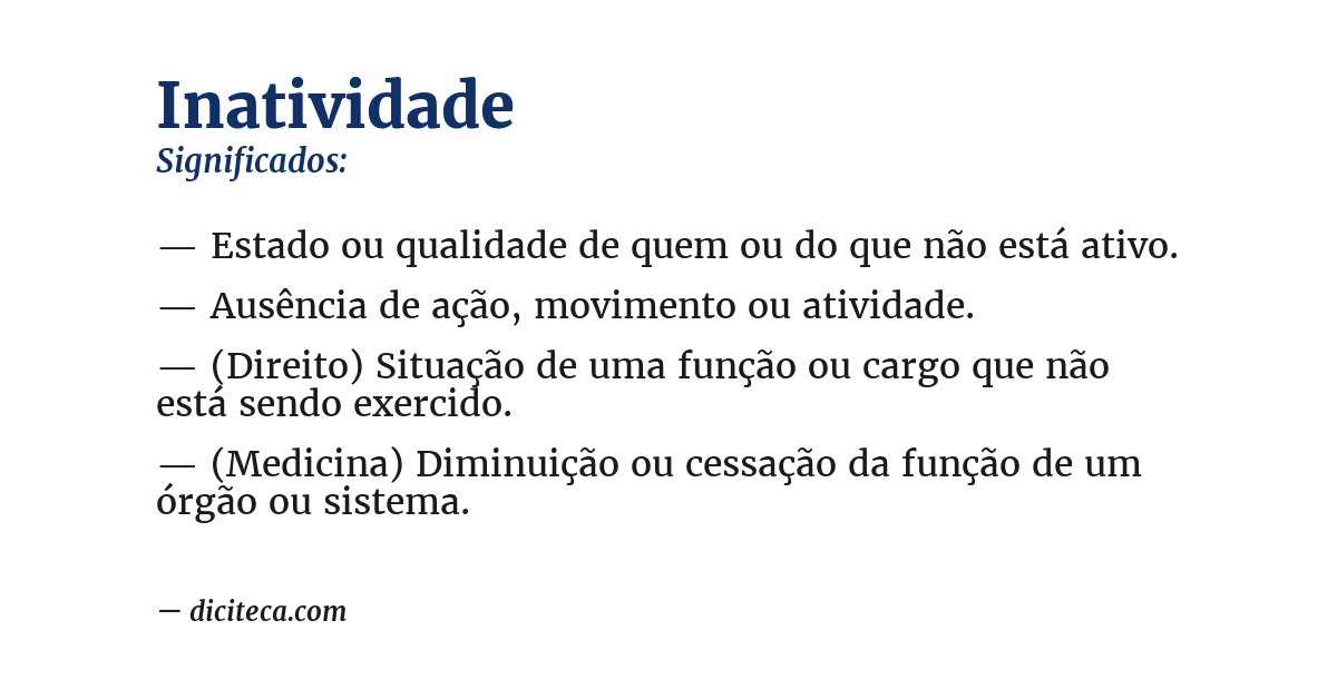 Significado de inatividade